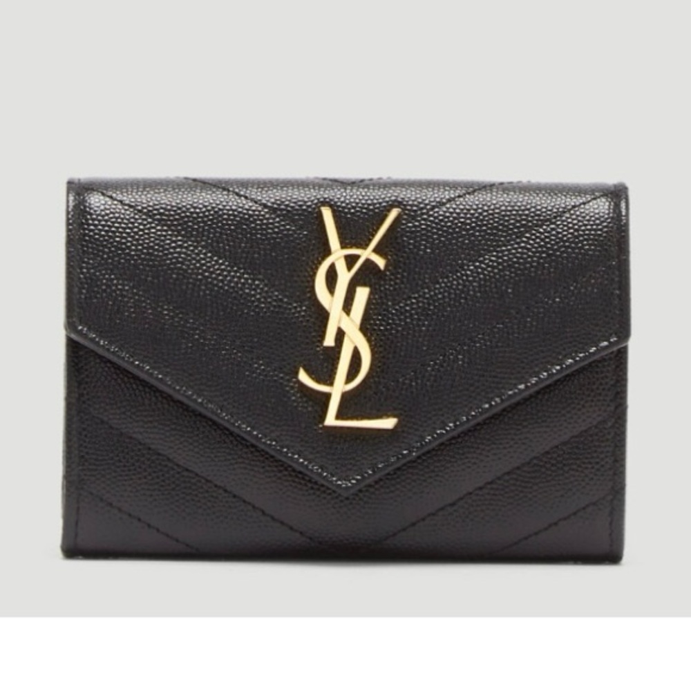 SAINT LAURENT monogram quilted leather flap card holder
